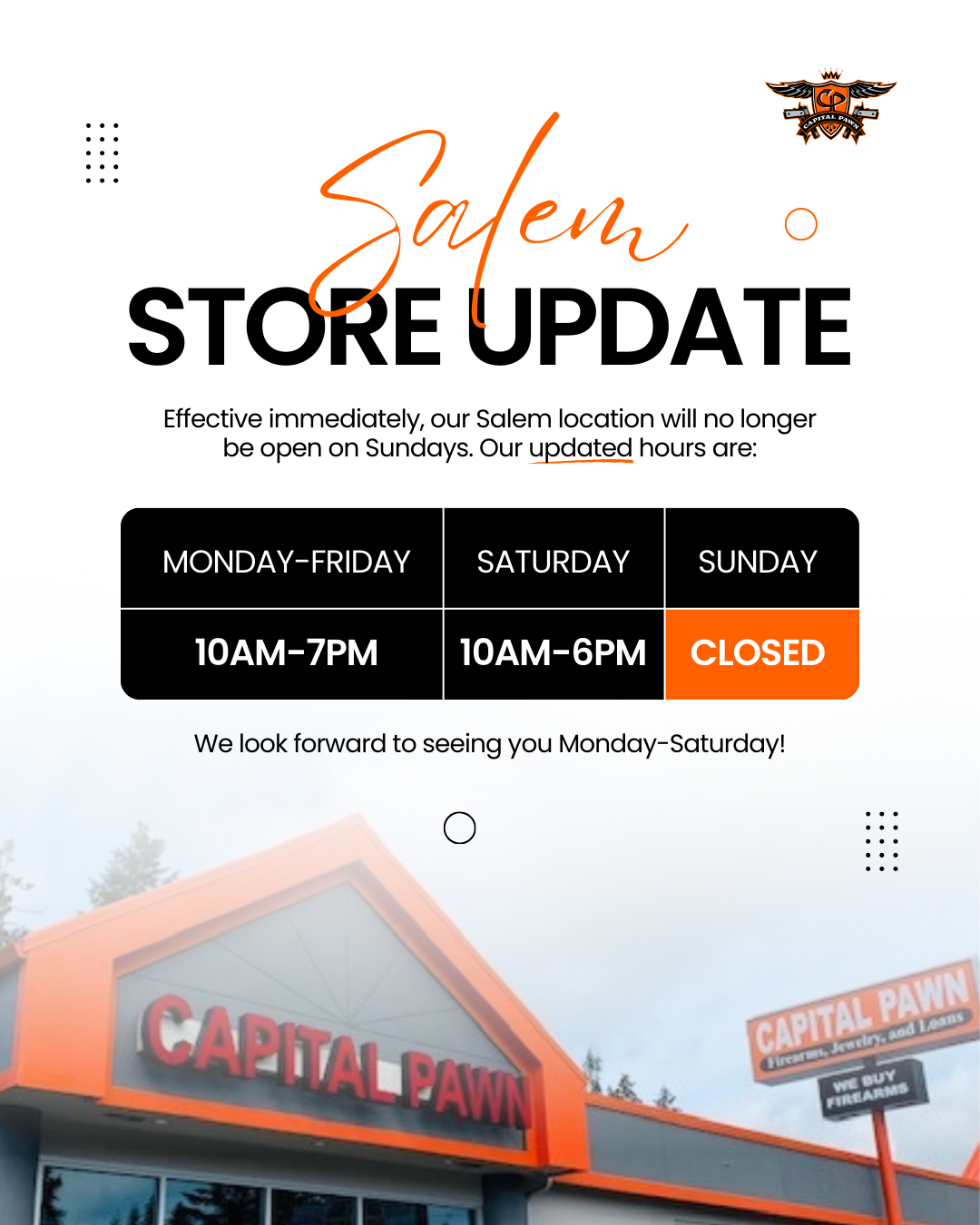 Important! Salem Store Hours Update